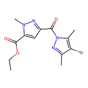 ethyl 3-[(4-bromo-3,5-dimethyl-1H-pyrazol-1-yl)carbonyl]-1-methyl-1H-pyrazole-5-carboxylate structure