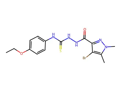 1-[(4-Bromo-1,5-dimethylpyrazole-3-carbonyl)amino]-3-(4-ethoxyphenyl)thiourea structure