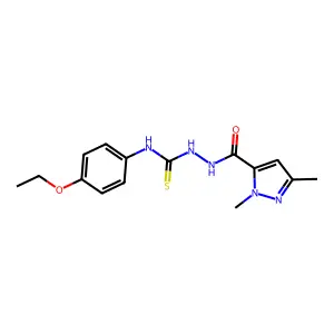 1-[(2,5-Dimethylpyrazole-3-carbonyl)amino]-3-(4-ethoxyphenyl)thiourea structure