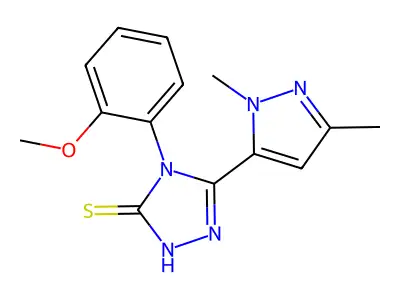 3-(2,5-dimethylpyrazol-3-yl)-4-(2-methoxyphenyl)-1H-1,2,4-triazole-5-thione structure