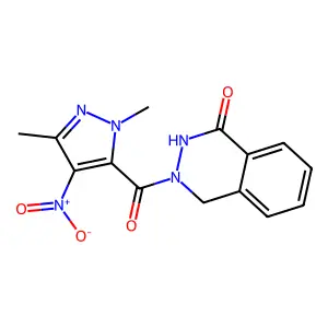3-({4-nitro-1,3-dimethyl-1H-pyrazol-5-yl}carbonyl)-3,4-dihydro-1(2H)-phthalazinone structure