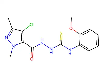 2-[(4-chloro-1,3-dimethyl-1H-pyrazol-5-yl)carbonyl]-N-(2-methoxyphenyl)hydrazinecarbothioamide structure