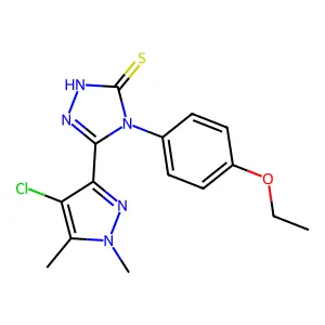 5-(4-chloro-1,5-dimethyl-1H-pyrazol-3-yl)-4-(4-ethoxyphenyl)-4H-1,2,4-triazole-3-thiol structure