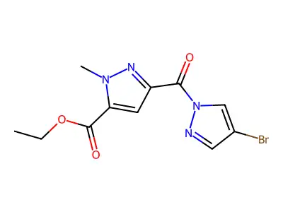 ethyl 3-[(4-bromo-1H-pyrazol-1-yl)carbonyl]-1-methyl-1H-pyrazole-5-carboxylate structure