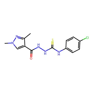 1-(4-chlorophenyl)-3-[(1,3-dimethylpyrazole-4-carbonyl)amino]thiourea structure