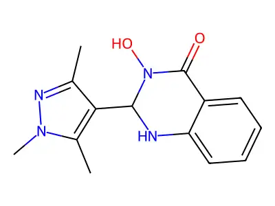 3-hydroxy-2-(1,3,5-trimethyl-1H-pyrazol-4-yl)-2,3-dihydroquinazolin-4(1H)-one structure