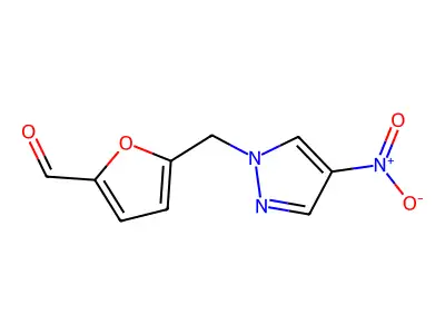 5-((4-Nitro-1H-pyrazol-1-yl)methyl)-2-furancarboxaldehyde structure