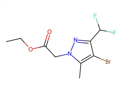 ethyl [4-bromo-3-(difluoromethyl)-5-methyl-1H-pyrazol-1-yl]acetate structure