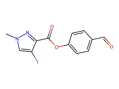 4-formylphenyl 4-iodo-1-methyl-1H-pyrazole-3-carboxylate structure