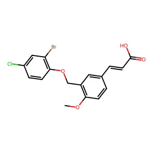 3-{3-[(2-Bromo-4-chlorophenoxy)methyl]-4-methoxyphenyl}prop-2-enoic acid structure