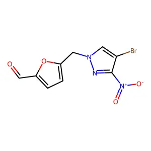 2-Furancarboxaldehyde, 5-[(4-bromo-3-nitro-1H-pyrazol-1-yl)methyl]- structure