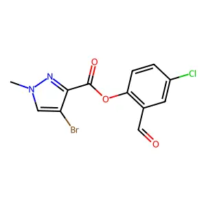 4-Chloro-2-formylphenyl 4-bromo-1-methyl-1H-pyrazole-3-carboxylate structure