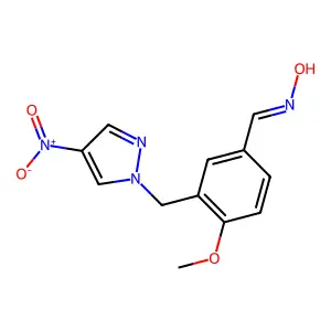 4-Methoxy-3-[(4-nitro-1H-pyrazol-1-YL)methyl]benzaldehyde oxime structure