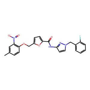 2-Furancarboxamide, N-[1-[(2-fluorophenyl)methyl]-1H-pyrazol-3-yl]-5-[(4-methyl-2-nitrophenoxy)methyl]- structure