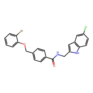 4-[(2-bromophenoxy)methyl]-N-[(5-chloro-1H-indol-2-yl)methyl]benzamide structure