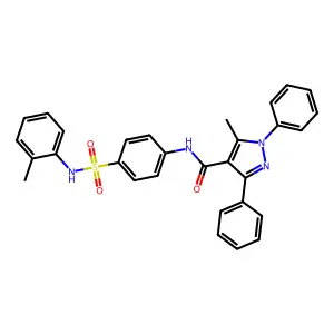 5-methyl-1,3-diphenyl-N-[4-(2-toluidinosulfonyl)phenyl]-1H-pyrazole-4-carboxamide structure