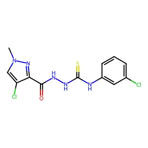 2-[(4-chloro-1-methyl-1H-pyrazol-3-yl)carbonyl]-N-(3-chlorophenyl)hydrazinecarbothioamide structure