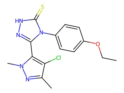 3-(4-chloro-2,5-dimethylpyrazol-3-yl)-4-(4-ethoxyphenyl)-1H-1,2,4-triazole-5-thione structure