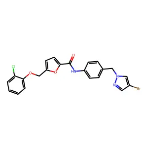 N-[4-[(4-bromopyrazol-1-yl)methyl]phenyl]-5-[(2-chlorophenoxy)methyl]furan-2-carboxamide structure