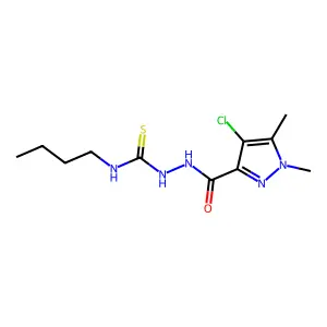1-Butyl-3-[(4-chloro-1,5-dimethylpyrazole-3-carbonyl)amino]thiourea structure