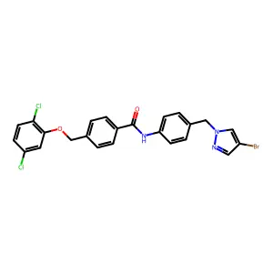 N-{4-[(4-bromo-1H-pyrazol-1-yl)methyl]phenyl}-4-[(2,5-dichlorophenoxy)methyl]benzamide structure