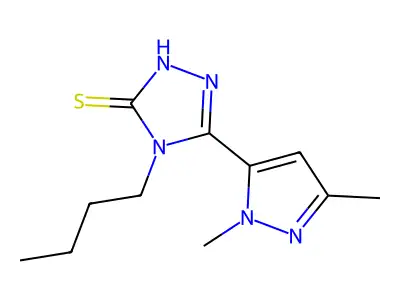 4-butyl-3-(2,5-dimethylpyrazol-3-yl)-1H-1,2,4-triazole-5-thione structure