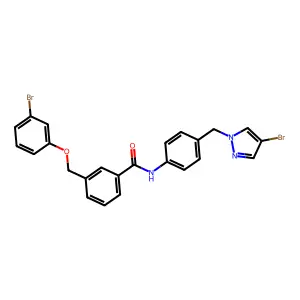 3-[(3-bromophenoxy)methyl]-N-{4-[(4-bromo-1H-pyrazol-1-yl)methyl]phenyl}benzamide structure