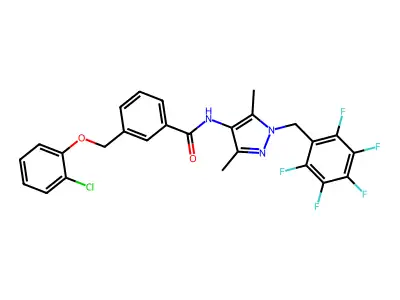 3-[(2-chlorophenoxy)methyl]-N-[3,5-dimethyl-1-(2,3,4,5,6-pentafluorobenzyl)-1H-pyrazol-4-yl]benzamide structure