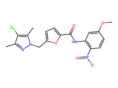 5-[(4-chloro-3,5-dimethylpyrazol-1-yl)methyl]-N-(5-methoxy-2-nitrophenyl)furan-2-carboxamide structure