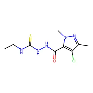 1-[(4-chloro-2,5-dimethylpyrazole-3-carbonyl)amino]-3-ethylthiourea structure