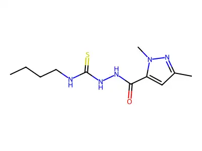 1-Butyl-3-[(2,5-dimethylpyrazole-3-carbonyl)amino]thiourea structure