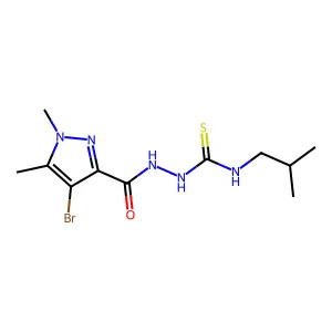 1-[(4-Bromo-1,5-dimethylpyrazole-3-carbonyl)amino]-3-(2-methylpropyl)thiourea structure