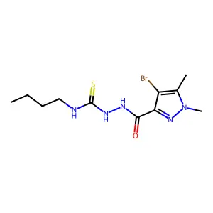 1-[(4-Bromo-1,5-dimethylpyrazole-3-carbonyl)amino]-3-butylthiourea structure