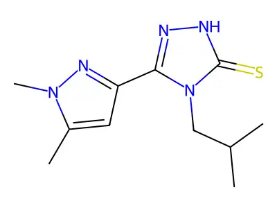 5-(1,5-dimethyl-1H-pyrazol-3-yl)-4-isobutyl-4H-1,2,4-triazole-3-thiol structure