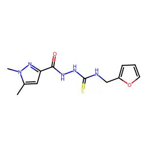 2-[(1,5-dimethyl-1H-pyrazol-3-yl)carbonyl]-N-(2-furylmethyl)hydrazinecarbothioamide structure