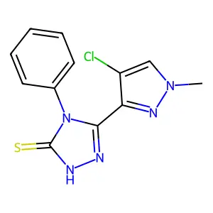 3-(4-chloro-1-methylpyrazol-3-yl)-4-phenyl-1H-1,2,4-triazole-5-thione structure