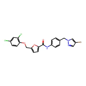 N-[4-[(4-bromopyrazol-1-yl)methyl]phenyl]-5-[(2,4-dichlorophenoxy)methyl]furan-2-carboxamide structure