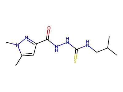 1-[(1,5-Dimethylpyrazole-3-carbonyl)amino]-3-(2-methylpropyl)thiourea structure