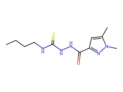 1-Butyl-3-[(1,5-dimethylpyrazole-3-carbonyl)amino]thiourea structure