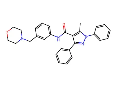 5-methyl-N-[3-(morpholin-4-ylmethyl)phenyl]-1,3-diphenylpyrazole-4-carboxamide structure