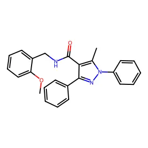 N-(2-methoxybenzyl)-5-methyl-1,3-diphenyl-1H-pyrazole-4-carboxamide structure