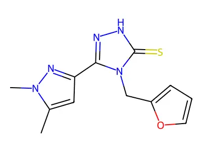 5-(1,5-dimethyl-1H-pyrazol-3-yl)-4-(2-furylmethyl)-4H-1,2,4-triazole-3-thiol structure
