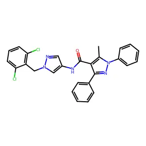 N-[1-(2,6-dichlorobenzyl)-1H-pyrazol-4-yl]-5-methyl-1,3-diphenyl-1H-pyrazole-4-carboxamide structure