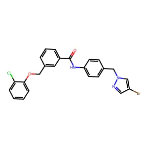 N-{4-[(4-bromo-1H-pyrazol-1-yl)methyl]phenyl}-3-[(2-chlorophenoxy)methyl]benzamide structure