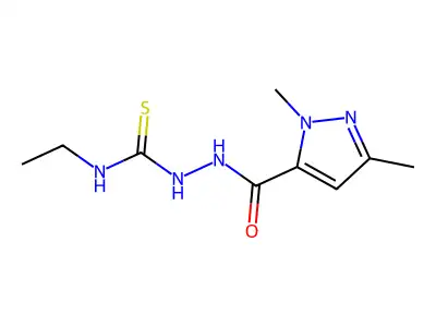 1-[(2,5-Dimethylpyrazole-3-carbonyl)amino]-3-ethylthiourea structure
