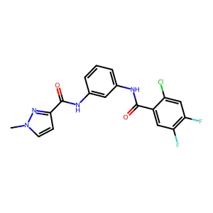 N-[3-[(2-chloro-4,5-difluorobenzoyl)amino]phenyl]-1-methylpyrazole-3-carboxamide structure