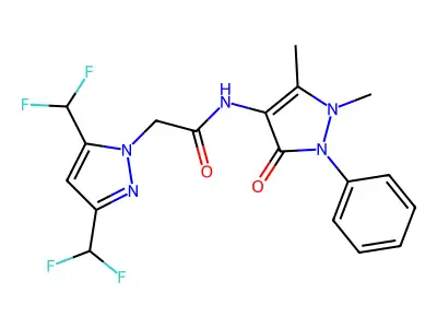 2-[3,5-bis(difluoromethyl)pyrazol-1-yl]-N-(1,5-dimethyl-3-oxo-2-phenylpyrazol-4-yl)acetamide structure