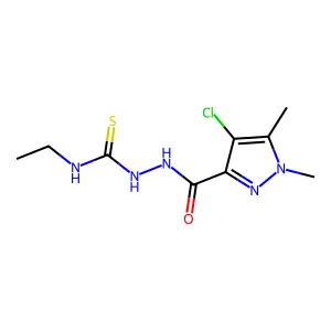 1-[(4-chloro-1,5-dimethylpyrazole-3-carbonyl)amino]-3-ethylthiourea structure