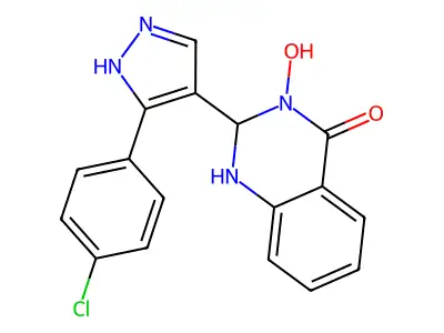 2-[3-(4-chlorophenyl)-1H-pyrazol-4-yl]-3-hydroxy-2,3-dihydro-4(1H)-quinazolinone structure