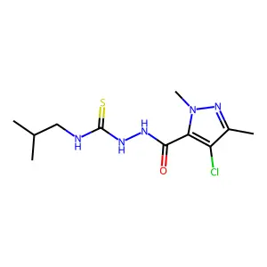 1-[(4-chloro-2,5-dimethylpyrazole-3-carbonyl)amino]-3-(2-methylpropyl)thiourea structure